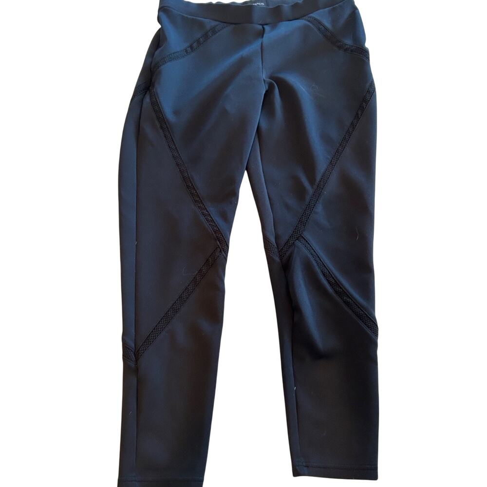 Rock & Republic Womens Large Black Mesh Inset Leggings High Waist Athleisure
